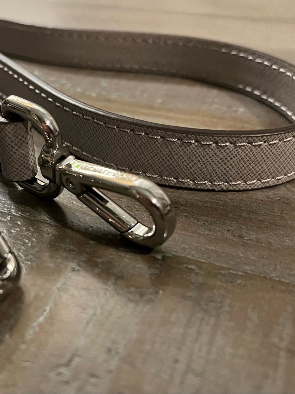 Michael Kors Gray Saffiano Leather Crossbody Strap with Polished Silver Hardware